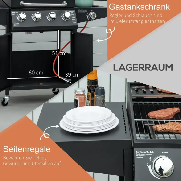 Gasolgrill Bbq 3 Brännare À 3 Kw 132,4 x 55 x 109 cm