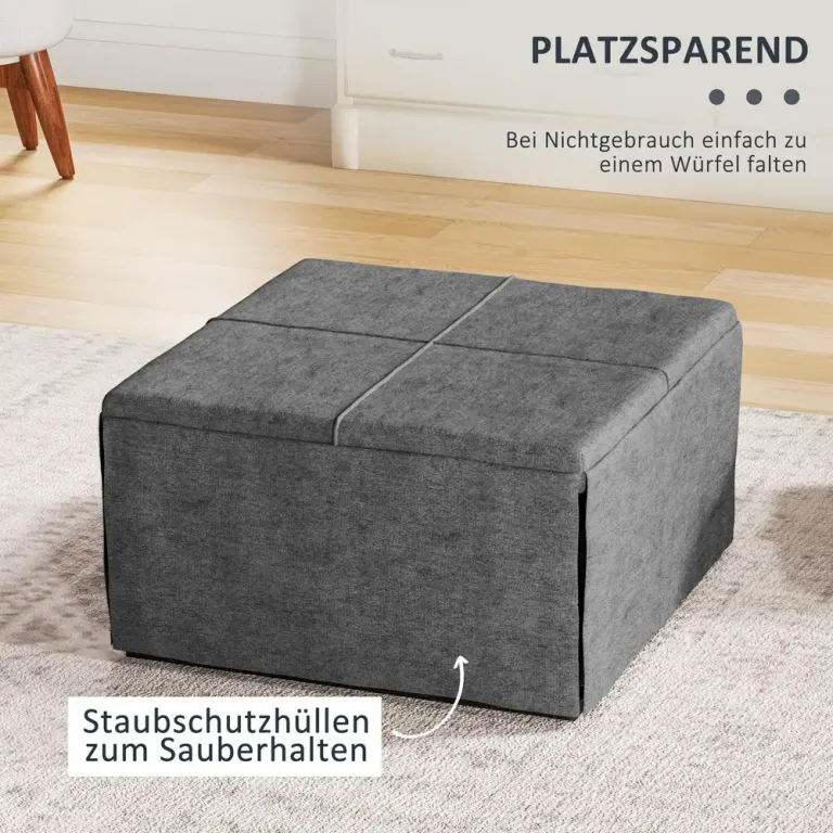 Gästsäng Hopfällbar Säng med Madrass Grå 190 x 60 cm