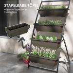 Växtställ Blomsterhylla Brun av Trä för Trädgård och Balkong 4 Våningar Växttrappa med Hål Kraftigt Blomställ Dekorativ 76 x 79 x 162 cm