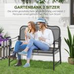 Trädgårdsbänk i Metall 2 Personer, Robust Parkbänk med Ryggstöd, Väderbeständig Utemöbel för Trädgård, Svart, 113 x 58 x 98 cm