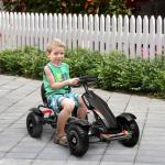 Trampbil Gokart Svart av Metall och Plast för Barn 5-12 År med Justerbar Sits och Handbroms Kettcar Pedalbil Rolig Lek