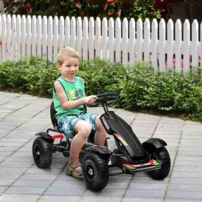 Trampbil Gokart Svart av Metall och Plast för Barn 5-12 År
