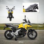 Elektrisk Barnmotorcykel Honda, 3 km/h med Musik och Ljus för 3-6 År, upp till 30 kg, Gul
