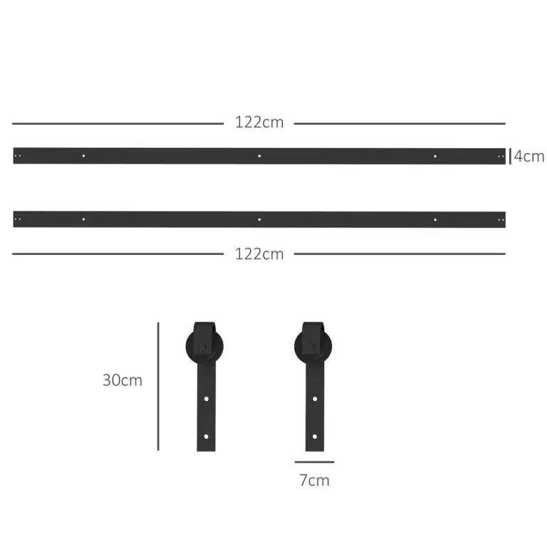 Skjutdörrsbeslag Dörrskena Svart av Kolstål 244 cm