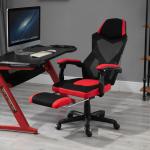 Gaming Chair Ergonomisk Skrivbordsstol med Fotstöd Höjdjusterbar Polyester för Kontor och Spel Svart Röd 58 X 72 X 112-122 Cm