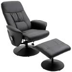Massagestol med Pall och Förvaring, Ergonomisk TV-Stol med 10 Vibrationspunkter, Bekväm Relaxfåtölj i Konstläder, Svart, 76 x 81 x 105 cm