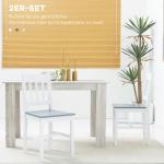Set med 2 Köksstolar, Massivt Trä, Vit, 41 x 46,5 x 85,5 cm