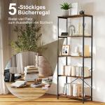 Bokhylla 5 Plan Brun Spånskiva och Metall för Vardagsrum och Kontor Förvaringshylla med Melaminyta Robust och Tålig Design