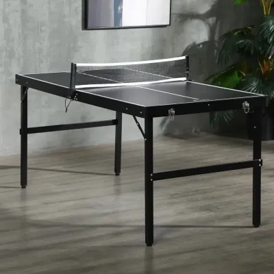 Hopfällbart Bordtennisbord med Nät 152 x 76 x 72 cm, Svart