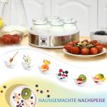 Yoghurtmaskin med 7 Glas, Rostfritt Stål, Silver + Vit, 24 x 24 x 13 cm