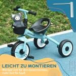 Trehjuling Barncykel Flerfärgad av Metall och Plast för Barn 2-5 År med Justerbar Sits Korg och Klocka Stabil Balanscykel Säker