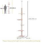 Skrapstolpe Högt i Tak 230-260 Cm Höjdjusterbart Klätterträd för Katter Beige