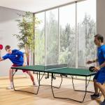 Bordtennisbord Pingisbord Grön av Stål och MDF för Inomhusbruk Hopfällbart med Hjul inklusive 2 Racketar och 3 Bollar Spelset Rolig Aktivitet