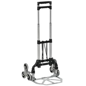 Hopfällbar Magasinkärra i Aluminium, Robust Transportkärra med Rep, Smidig Flyttvagn för Tunga Lyft, Silver, 70 kg