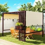 Pergola Pavilion med UV 30+ Solskydd och Justerbart Skjuttak, Mörkbrun, 3x2,5 m