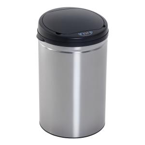 Automatisk Sensor Papperskorg 30 L, Mjukstängande Lock, Rörelsesensor, Vattentät, för Kontor, Sovrum och Kök, Svart + Silver