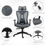 Kontorsstol Skrivbordsstol Grå av Mesh och Metall för Bekvämt Arbete och Avkoppling Ergonomisk med Fällbar Funktion
