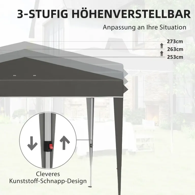 Trädgårdspaviljong Pop-up Partytält Mörkgrå 3 x 3 m