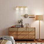 Taklampa Spotlight 3 Lampor Naturfärgad Trä och Metall för Vardagsrum Justerbara Huvuden 90 grader E27 Sockel Modern Design 40W