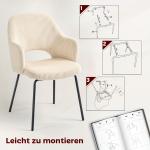 Matstol i Manchester Beige Tyg och Metall för Matsal och Kök Bekväm Stol med Skålad Sits och Svarta Ben Modern Retrodesign för Hemmet Lättmonterad