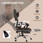 Kontorsstol med Massagefunktion, Ergonomisk Skrivbordsstol med Liggfunktion och Nackstöd, Höj- och Sänkbar, Brun