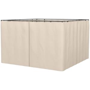 Sidoväggar till Paviljong 3x3 m, Ersättningsväggar i Polyester med Krokar, Väderbeständigt Vindskydd, Beige, 302 x 205 cm