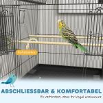 Fågelbur Undulatbur Svart av Stål och Plast för Fåglar Stor Bur med Hjul och Förvaring 63 x 53 x 144 cm
