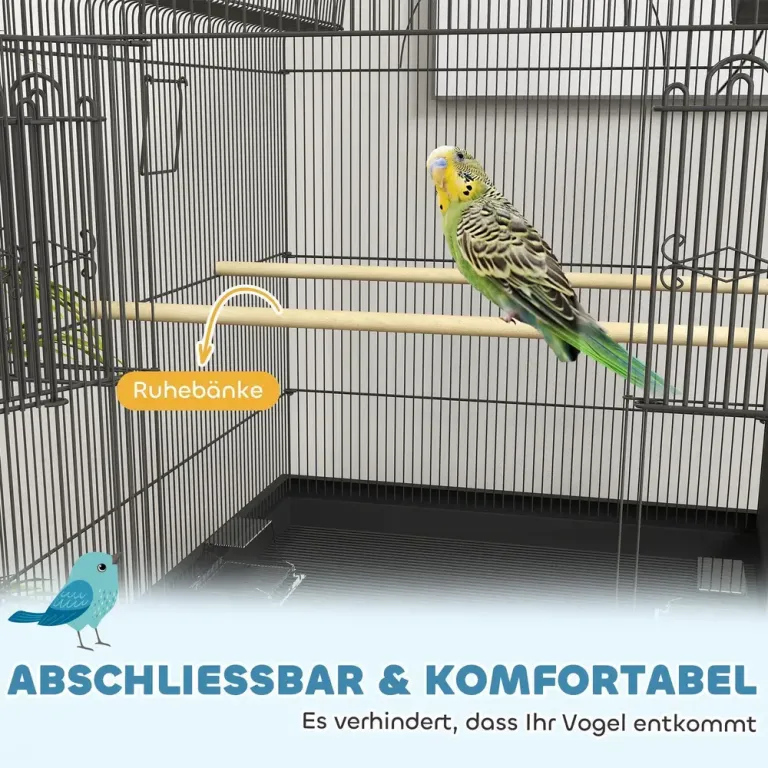 Fågelbur Undulatbur Svart av Stål 63 x 53 x 144 cm