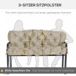 Bänkdyna Sittdyna med Remmar Khaki av Tyg för Trädgårdsmöbler och Gunga Dyna för 3-Sits Bänk 150 x 98 x 8 cm