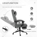 Ergonomisk Kontorsstol med Fotstöd, Höj- och Sänkbar Snurrstol i Linnetyg, Bekväm Skrivbordsstol med Ländkudde, Grå, 66 x 70 x 116-124 cm