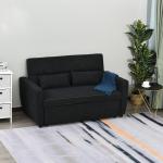 Bäddsoffa Hopfällbar 2-Sits med Sovfunktion Justerbar Vinkel Tygsoffa för Vardagsrum Svart 148 X 82 X 89 Cm