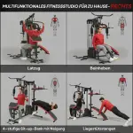 Multifunktionell Träningsstation med 65 kg Viktblock, Justerbar, Stål, Syntetiskt Läder