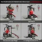 Multifunktionell Träningsstation med 65 kg Viktblock, Justerbar, Stål, Syntetiskt Läder