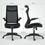 Kontorsstol Ergonomisk med Nackstöd Svart Mesh och Plast för Hemmakontor Skrivbordsstol med 3D Armstöd och Gungfunktion Andningsbar Rygg