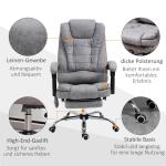 Kontorsstol med Massagefunktion, Ergonomisk Skrivbordsstol med Ligg- och Värmefunktion, Fjärrkontroll, Grå
