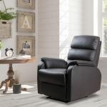 Justerbar TV-Fåtölj i Konstläder, Bekväm Relaxstol med Ergonomiskt Ryggstöd, Stilren Vilostol för Vardagsrum, Brun, 75 x 92 x 99 cm