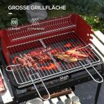 Kolgrill BBQ Rökare med Hjul Svart av Metall och Trä för Camping och Terrass Mobil Grillvagn med Hylla 103 x 47 x 95 cm