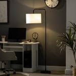 Golvlampa Stålampe Modern Design Svart av Metall för Vardagsrum och Sovrum Lampa med Skärm och 180 cm Kabel 64 x 38 x 163,5 cm