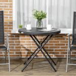 Runt Hopfällbart Trädgårdsbord, Praktiskt Matbord i Trälook, Smidigt Extrabord för Balkong, Mörkgrå, 80 cm