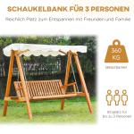 Hammock Massivt Lärkträ Trädgårdsgunga 3 Sits med Justerbart Tak Ergonomisk Form Naturträ