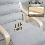 Birchwood Lounge Chair, Stoppad Fåtölj med Justerbart Fotstöd, Modern Design, Ljusgrå