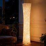 Golvlampa Papper Vit Papper och Metall för Vardagsrum och Sovrum Modern Lampa med Fotströmbrytare och Mjukt Ljus 3 Lägen