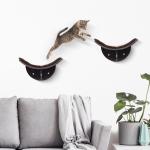 Vägghängd Kattsäng med Plyschkudde Modern Katthylla för Väggmontering Mysig Utsiktsplats Brun 41 X 28 X 21 Cm