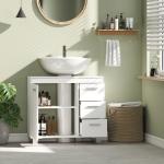 Tvättställsskåp Underskåp Vit MDF för Badrum Förvaring med 3 Lådor och Hyllor Modern Design Fukttålig