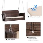 Hängande Trädgårdsbänk i Konstrotting, 2-Sitsig Gungbänk för Avkoppling, Väderbeständig Hängsoffa för Veranda, Brun, 127 x 57,5 x 60 cm