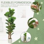 Konstväxt Fiolunfikus Realistisk Grön Plast och Trä för Vardagsrum och Kontor Konstgjord Träd i Kruka Underhållsfri 50x50x150 cm
