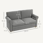 2-sits Kompakt Soffa, Linnelook, Mjuka Sittdynor, Stålram, Mörkgrå