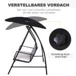 Hammock med Justerbart Tak 3-Sits Trädgårdsgunga med Dyna Konstrotting Stabil Konstruktion Svart 198 X 124 X 179 Cm
