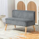 2-sits Stoppad Soffa, Trä, Sammetspolyester och Skum, Grå, 117 x 56,5 x 77 cm
