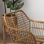 Set med 2 Köksstolar i Boho-stil, PE-rotting, Natur + Svart, 56 x 60 x 79 cm